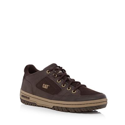 Caterpillar Brown 'Assign' leather panel trainers